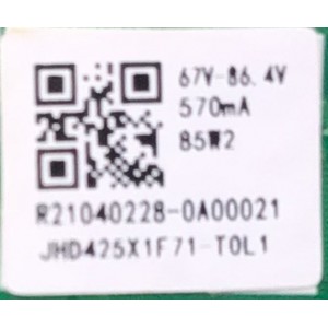 MAIN FUENTE PARA TV HISENSE NUMERO DE PARTE 210210 / TP.MS6683T.PB702 / 273005 / 36275 / J21047603428R / HU43E5600FFWA / MODELO 43H5500G